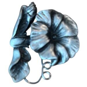 Vintage Calla Lily Brooch Silver Tone Floral Pin Art Deco 1930s Estate